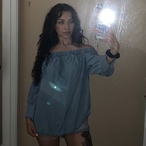 Off-shoulder flowy shirt